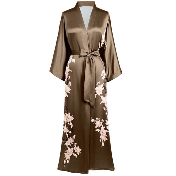 Peanut Kimono Robe Satin Sleepwear Silk Satin
